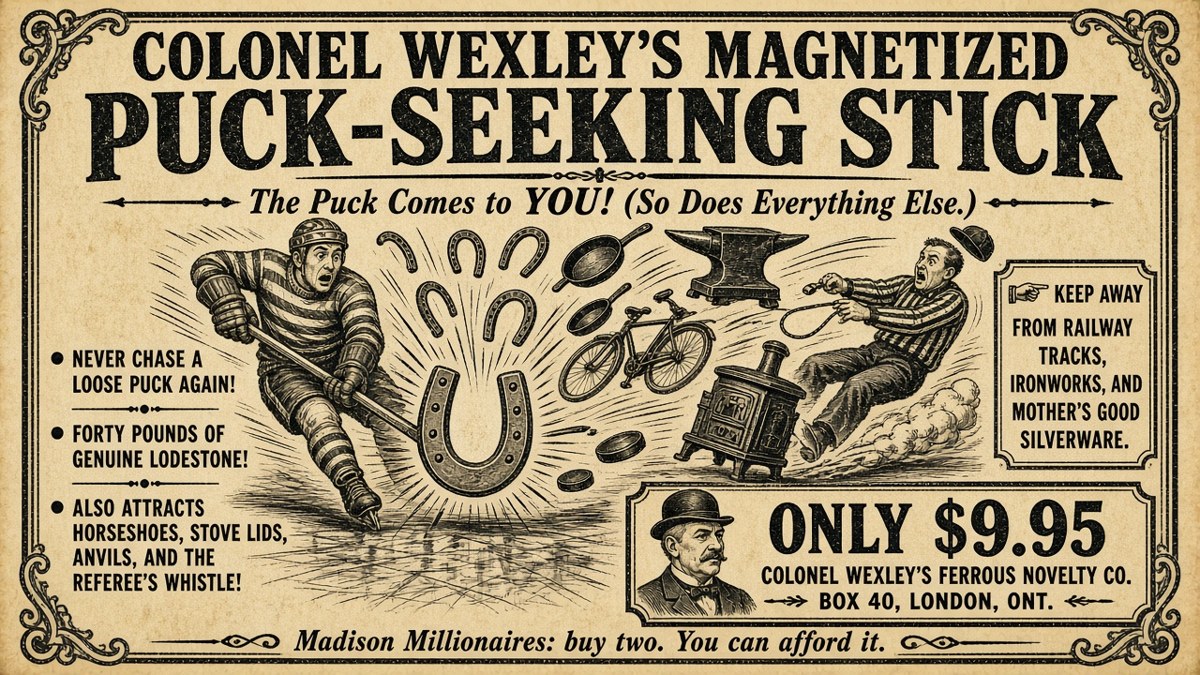 Advertisement for Colonel Wexley's Magnetized Puck-Seeking Stick